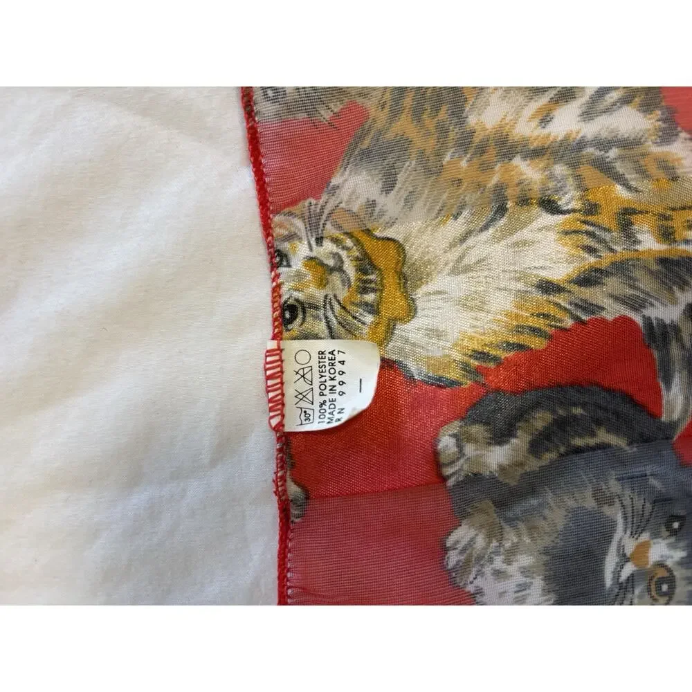 Red Cat Scarf Pattern Animal Scarf Silky 13